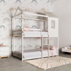 Montessori House Bunk Bed for Kids 90x190/90x190cm