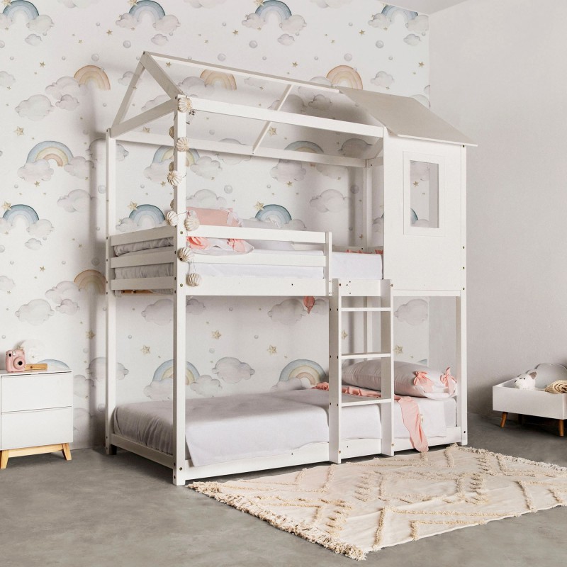 Etagenbett für Kinder Montessori Häuschen 90x190/90x190cm