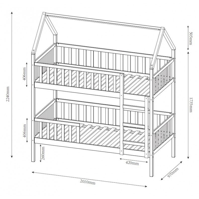 Sawyer bunk bed cottage 90x190/90x190cm