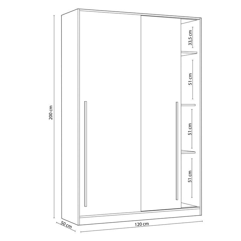 Buzz armoire deux portes coulissantes 200x120x50cm