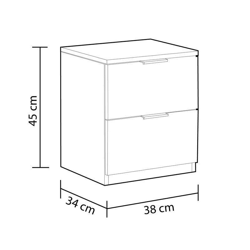 Vanellope table de chevet 2 tiroirs 45x38x34cm