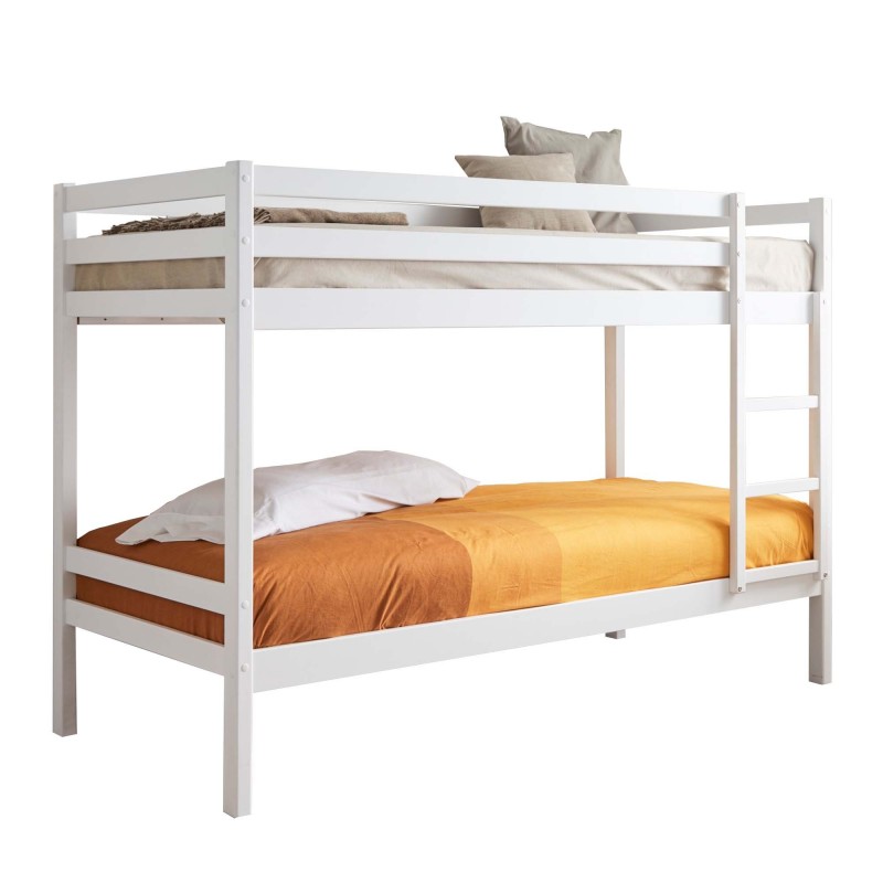 White wooden children's bunk bed Tiana 90x190/90x190cm