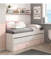 Bett mit Schublade und Regal Spanplatte rosa Candy 90x190/90x180cm