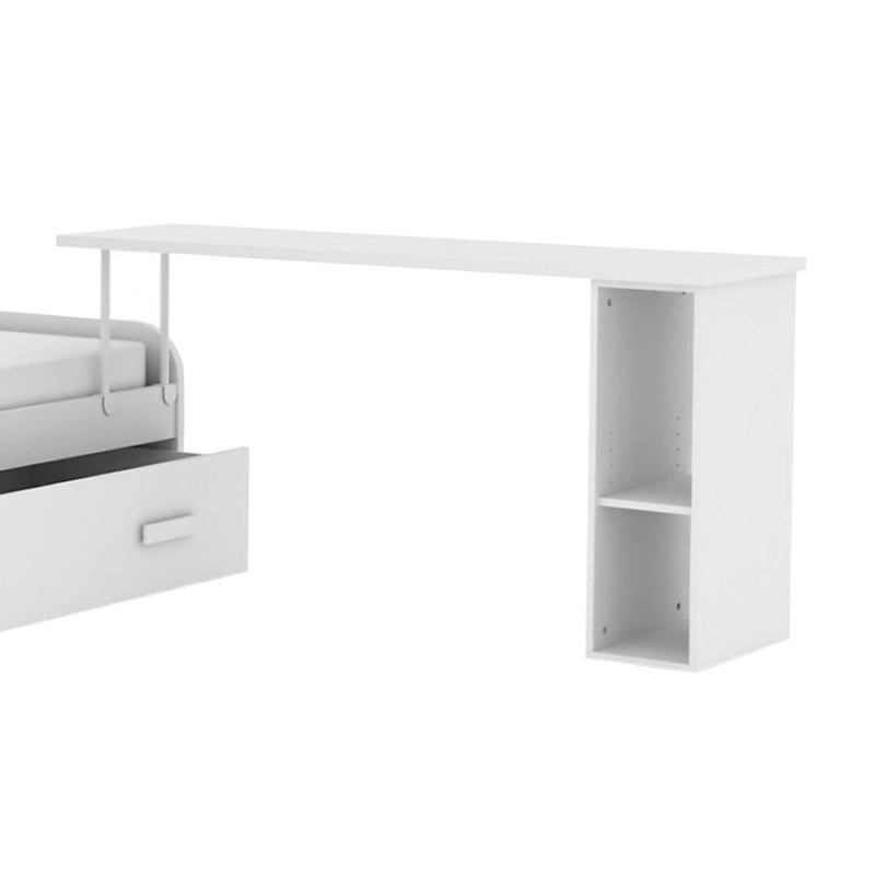 Writing desk with trundle bed support and shelves Giulia 76,5x150/202/242x45