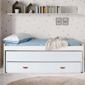 Kompaktbett 90 weiß mit zwei Betten + 2 Schubladen Aurora 90x200cm