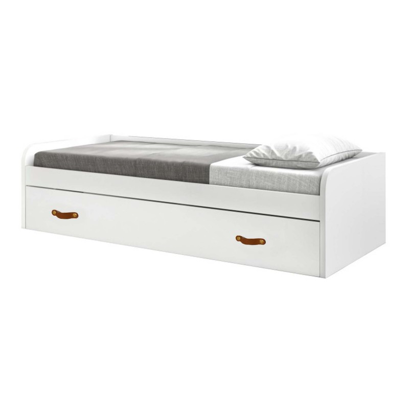 Weißes Bett + Ausziehbett mit Beine Luca 90x190cm / 90x190cm