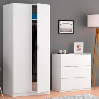 Armadio truciolare bianco Vanellope  180x81,5x52cm