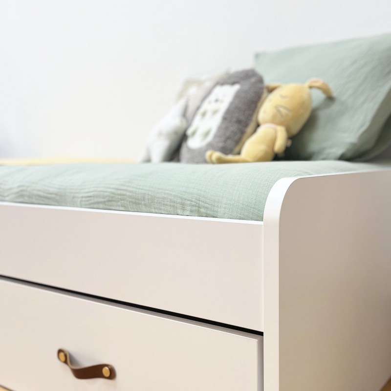 White trundle bed + 2 drawers Ana 90x190cm