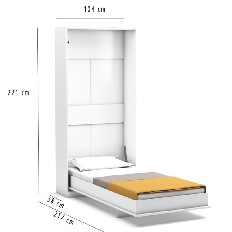 Letto a scomparsa verticale bianco Kristoff 90x200cm