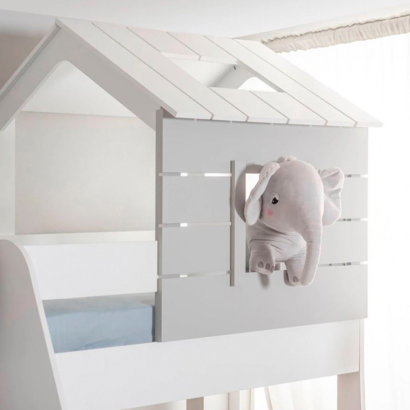 Bunk bed Montessori house white Iris 90/100x200cm