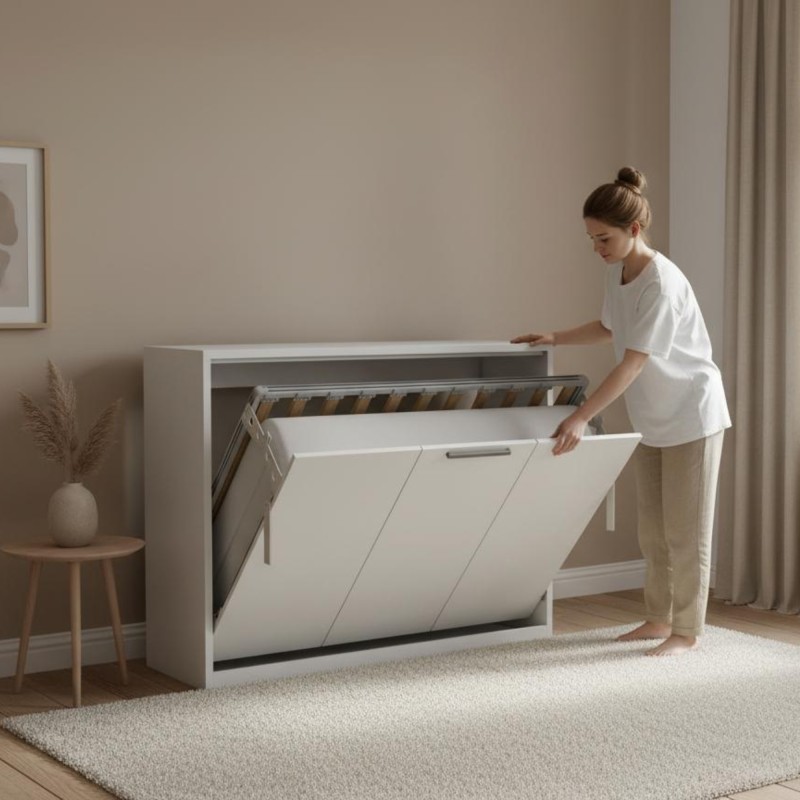 Lit pliant blanc Hans 150x200cm