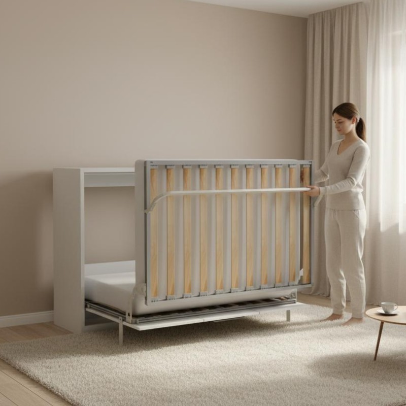 Lit pliant blanc Hans 150x200cm