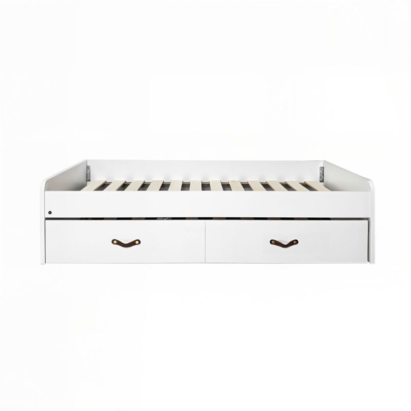Lit gigogne + 2 tiroirs individuels blanc Elio 105x190cm