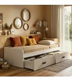 Cama nido + 2 cajones individuales blanca Elio 105x190cm