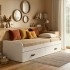 Lit gigogne + 2 tiroirs individuels blanc Elio 105x190cm