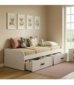 Lit gigogne + 2 tiroirs individuels blanc Elio 90x190cm