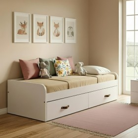 Cama nido + 2 cajones individuales blanca Elio 90x190cm