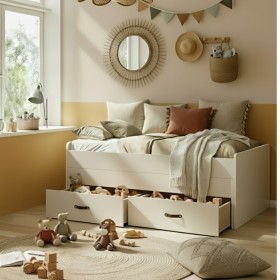 Cama compacta 2 camas + 2 cajones individuales blanca Abu 90x200cm