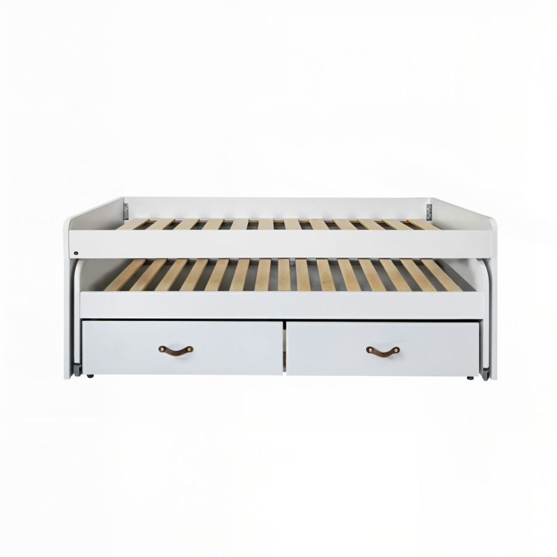 Lit compact 2 lits + 2 tiroirs individuels blanc Abu 105x200cm