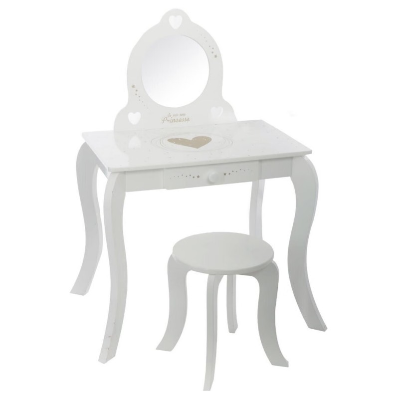 Princess Schminktisch und Hocker Tisch: 91x71,5x50,5cm Hock: 33x28øcm