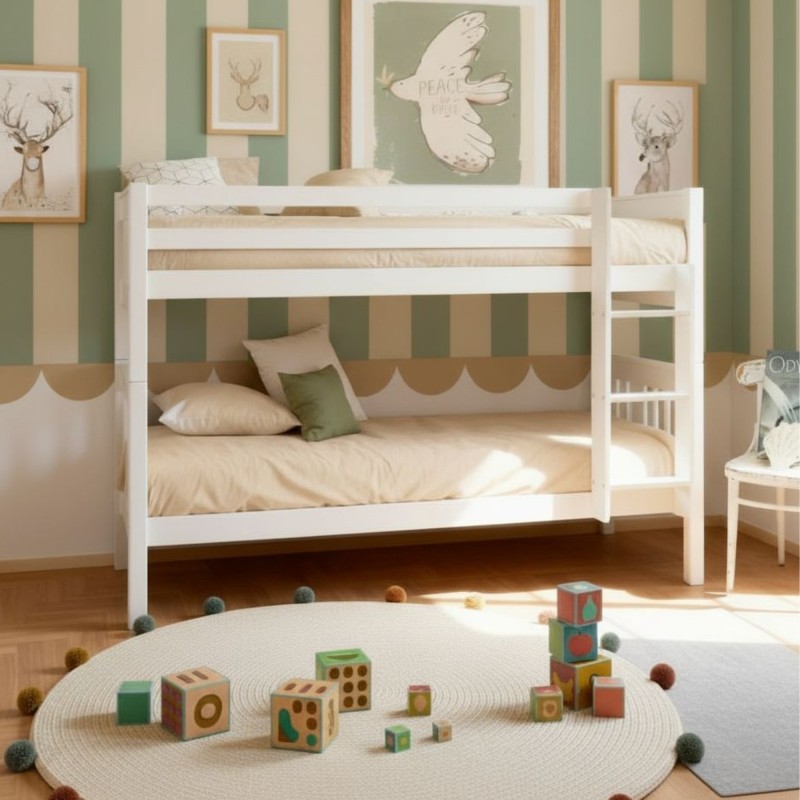 Weißes Kinder-Etagenbett Aventura 90x190cm