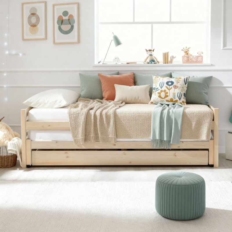 Cama tripla de madeira Pepa 90x200 cm