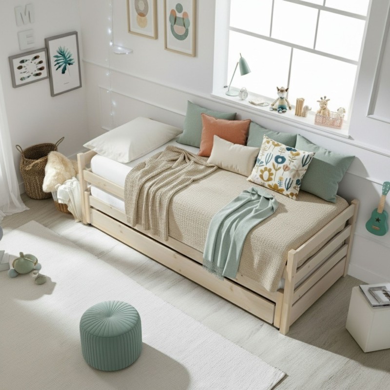 Cama tripla de madeira Pepa 90x200 cm