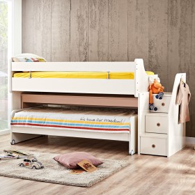 Cama Midi com secretária e cama branca Gia 90x200/90x190cm