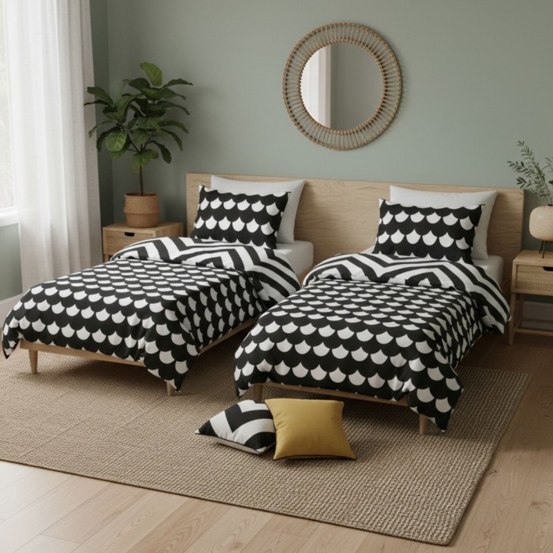 Capa nórdica set 3 peças pack de 2 + almofada regalo algodão 90x190cm