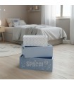 Space Set 3 caixas de MDF azuis 15x40x28/13x35x23/11x30x18cm