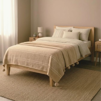 Blanket cotton pink Pom poms 0.5x130x170 cm