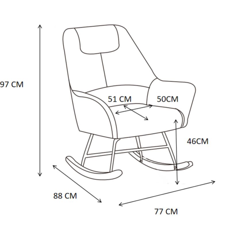 Sillón mecedora con patas madera Lotso 97x77x88cm