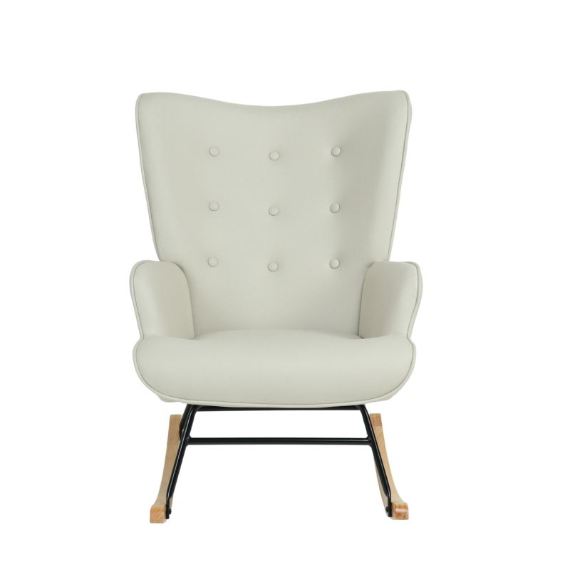 Sillón mecedora con patas madera Gabby 91x68x85cm