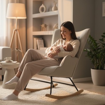 Fauteuil à bascule avec pieds bois Gabby 91x68x85cm