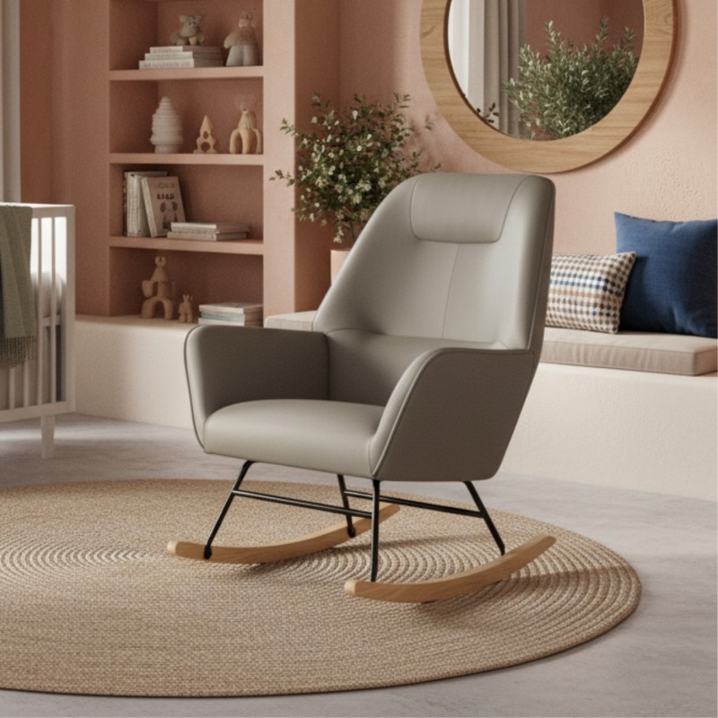 Sillón mecedora con patas madera Lotso 97x77x88cm