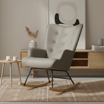 Fauteuil à bascule avec pieds bois Gabby 91x68x85cm