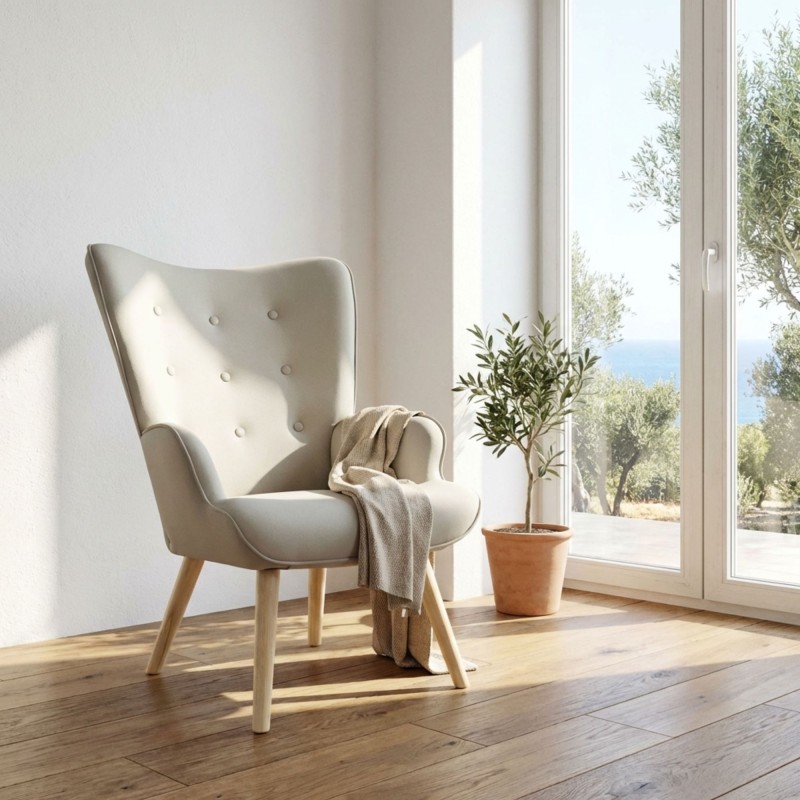 Sillón patas madera Jessie 96x66x74cm