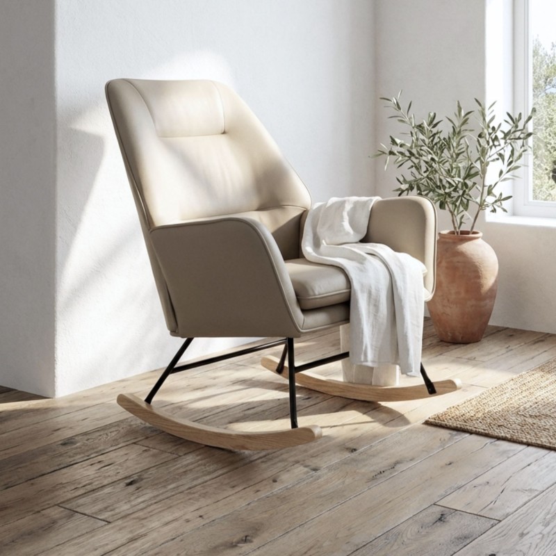 Sillón mecedora con patas madera Lotso 97x77x88cm