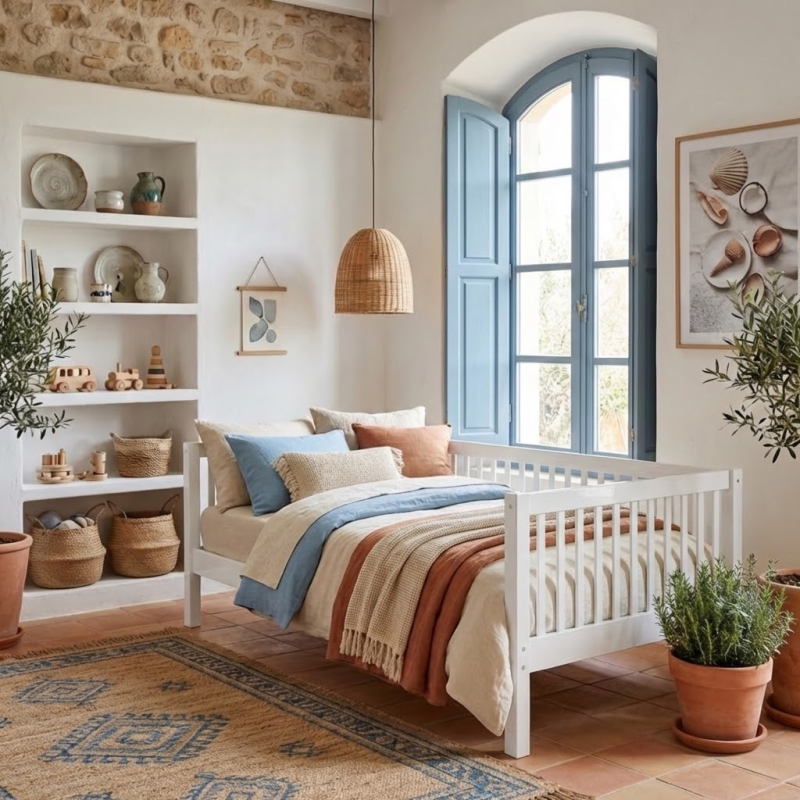 Cama Montessori evolutiva madera blanco Bella 90x190cm