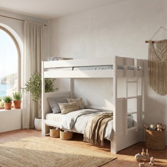 Beliche com cama convertível em cama de casal madeira branca Hiro 90/180x190cm