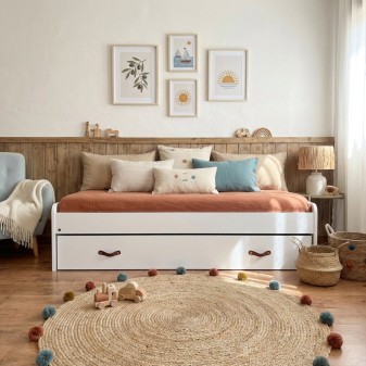 Lit gigogne blanc + lit pieds pliants Luca 90x190cm / 90x190cm