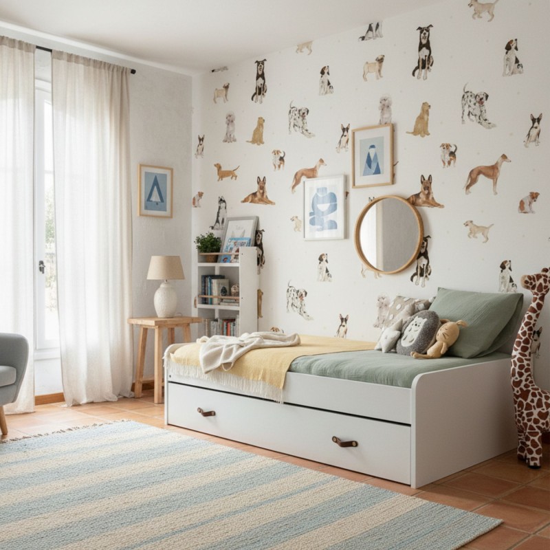 Cama blanca nido + 2 cajones Ana 90x190cm