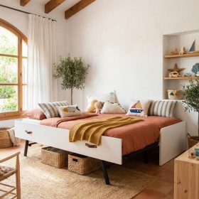 Cama blanca nido + cama elevable Luca 105x190 / 90x190 cm