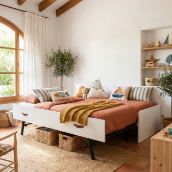 Cama blanca nido + cama elevable Luca 105x190 / 90x190 cm