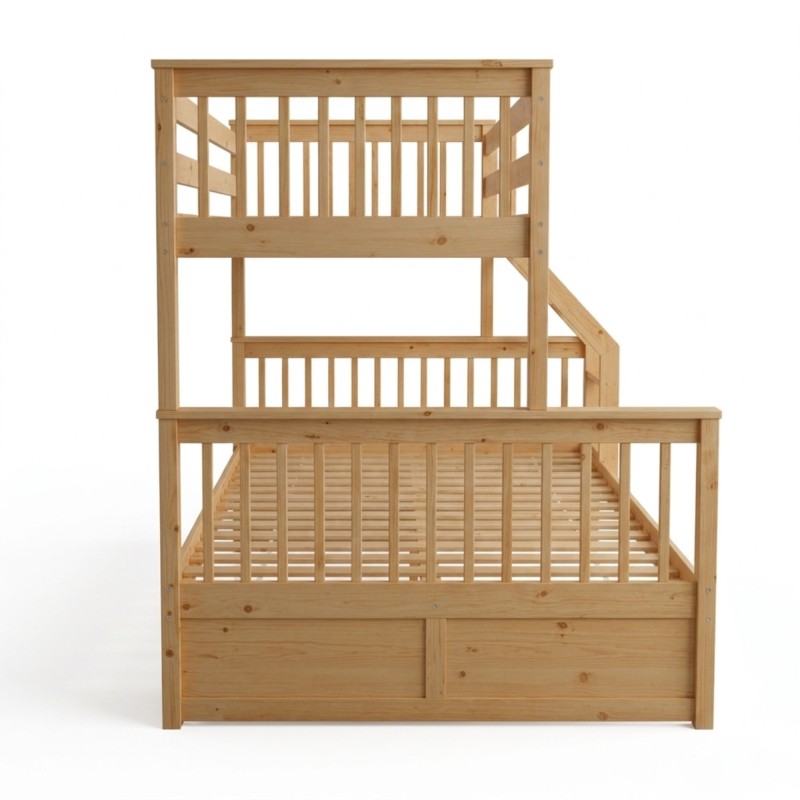 Etagenbett dreifach Holz Kieferfarbe Nick 135x190/90x190cm