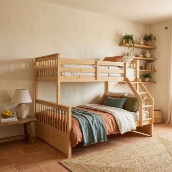 Letto a castello triplo legno pino Nick 135x190/90x190cm