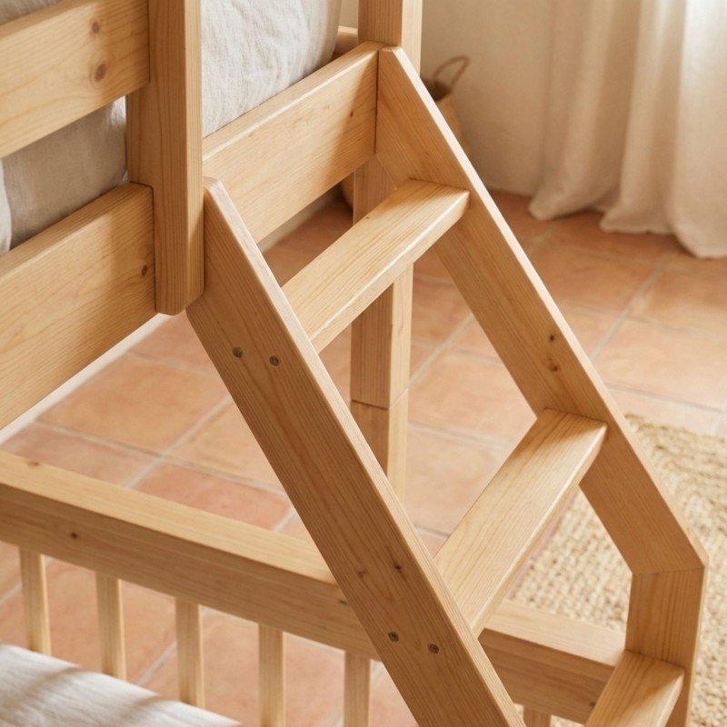 Etagenbett dreifach Holz Kieferfarbe Nick 135x190/90x190cm