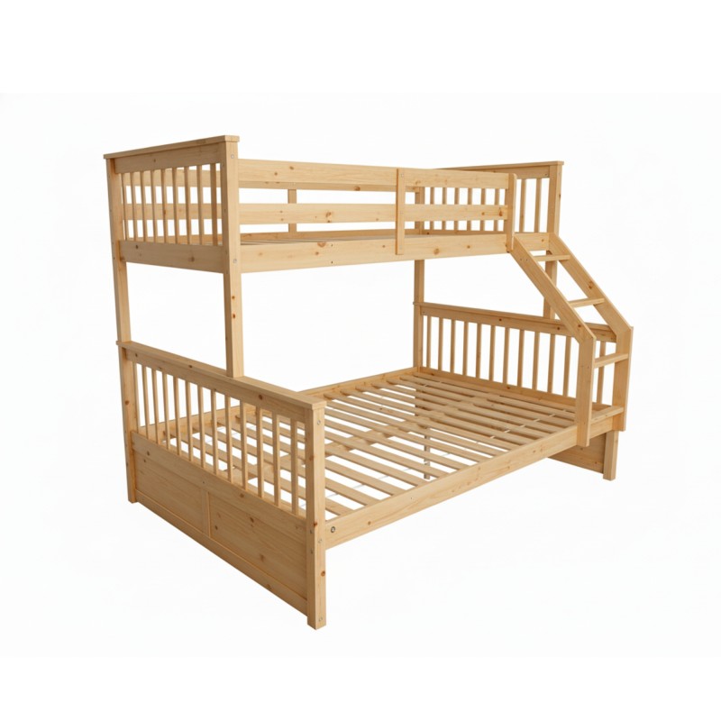 Etagenbett dreifach Holz Kieferfarbe Nick 135x190/90x190cm