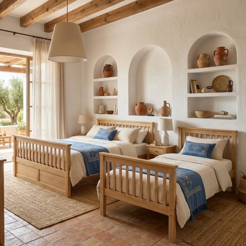 Etagenbett dreifach Holz Kieferfarbe Nick 135x190/90x190cm