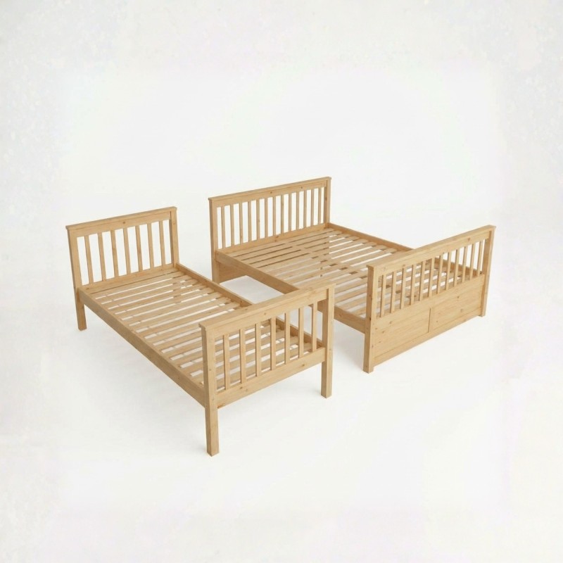 Etagenbett dreifach Holz Kieferfarbe Nick 135x190/90x190cm